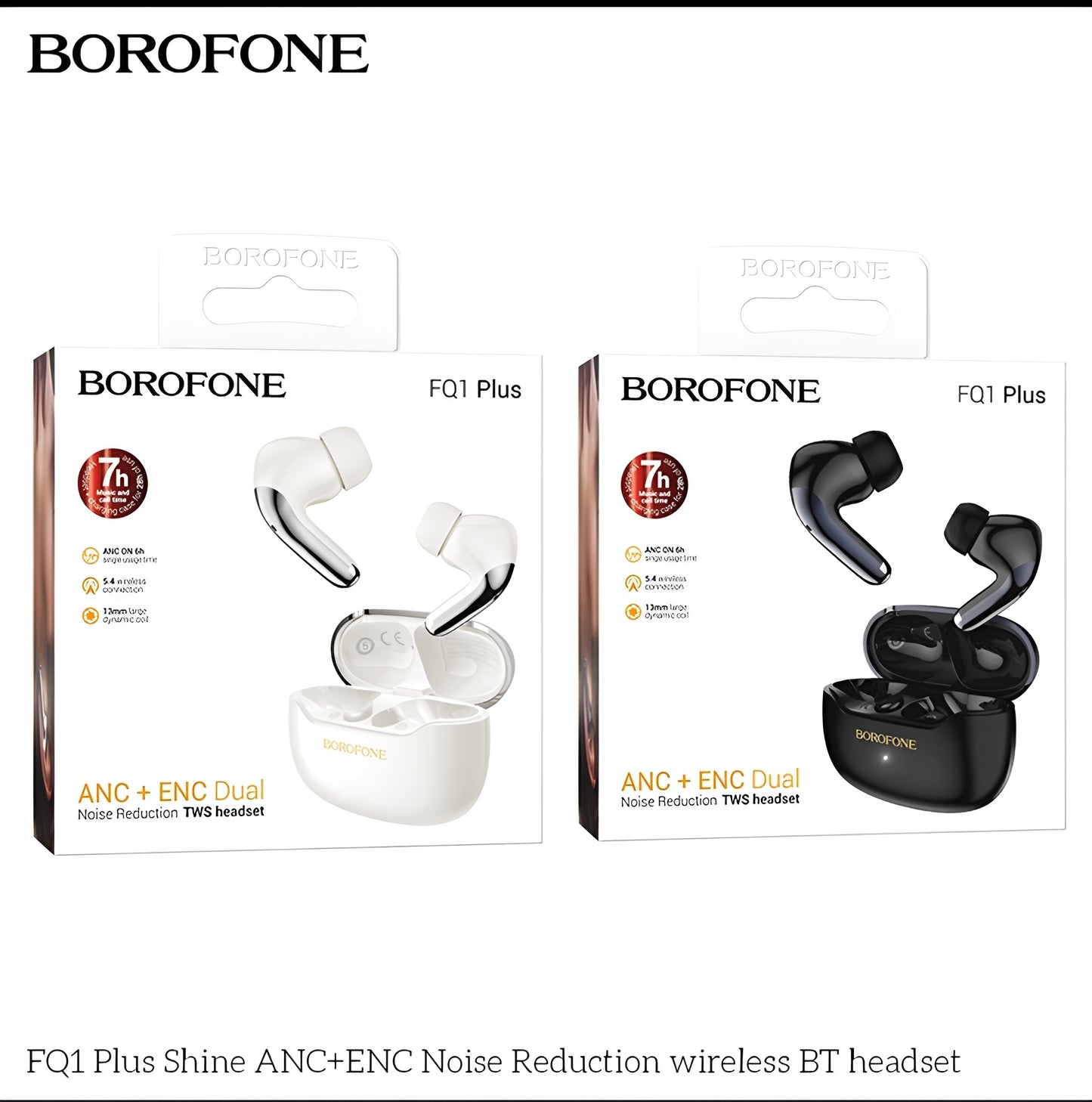 Borofone FQ1 Plus TWS Shine ANC+ENC Noise Reduction Wireless BT Headset Earbuds(Black)